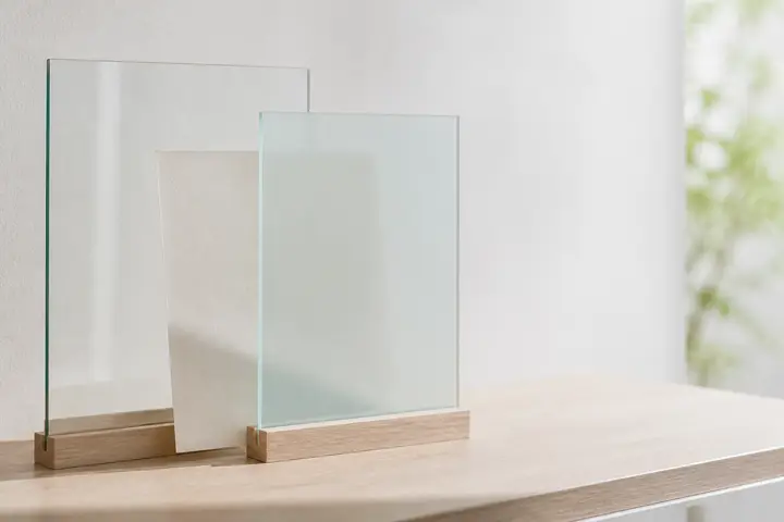透明と半透明の板が重なり境界をつくる様子